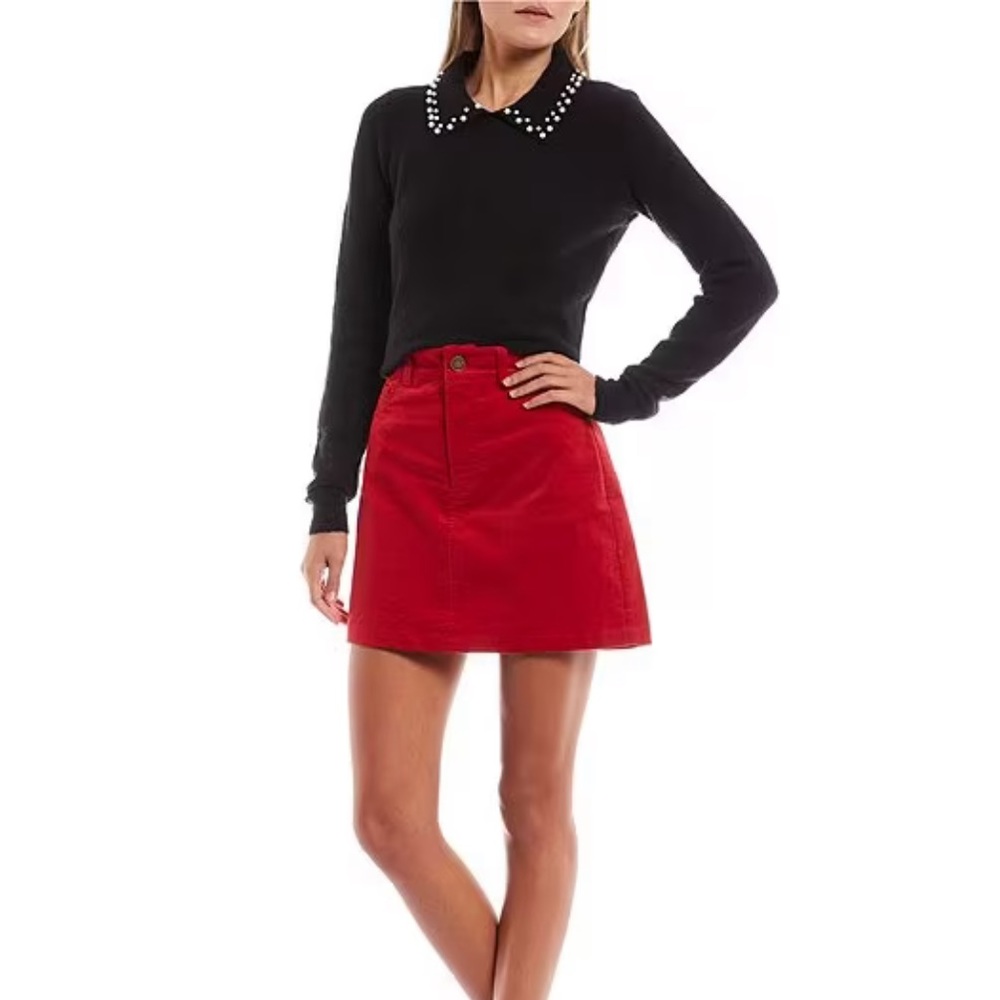 Red Velvet Mini Skirt
